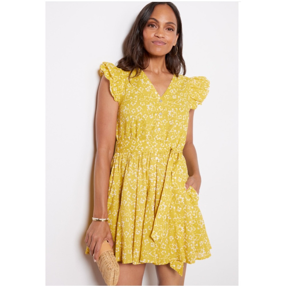 CLEOBELLA Zia Organic CottonRuffle Tie Waist Mini Dress size XL worn once